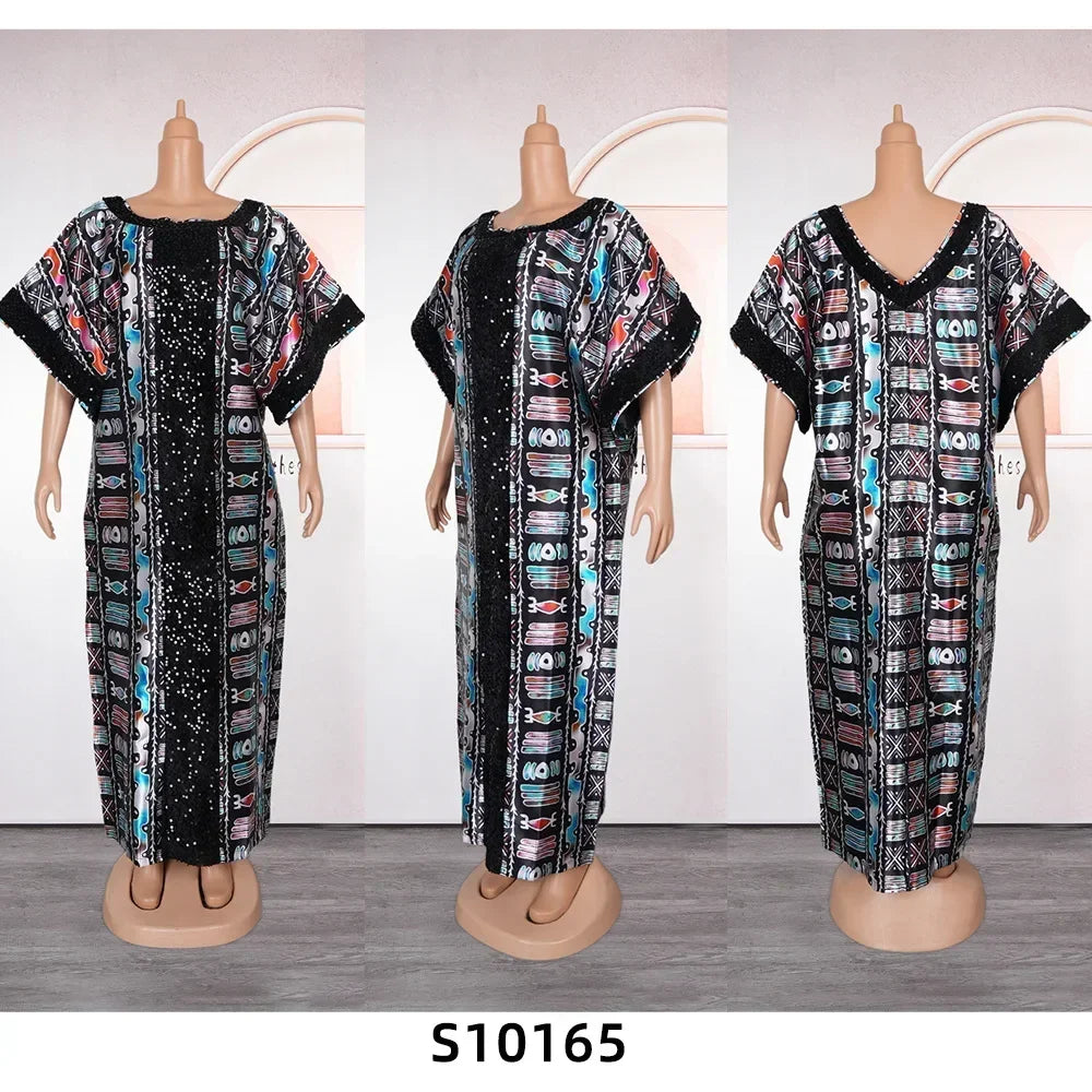 Gracy's Dresses for Women Plus Size Africa Clothes Dashiki Ankara Outfit Sequin Gown Kaftan Muslim Wedding Party Long Maxy Dress