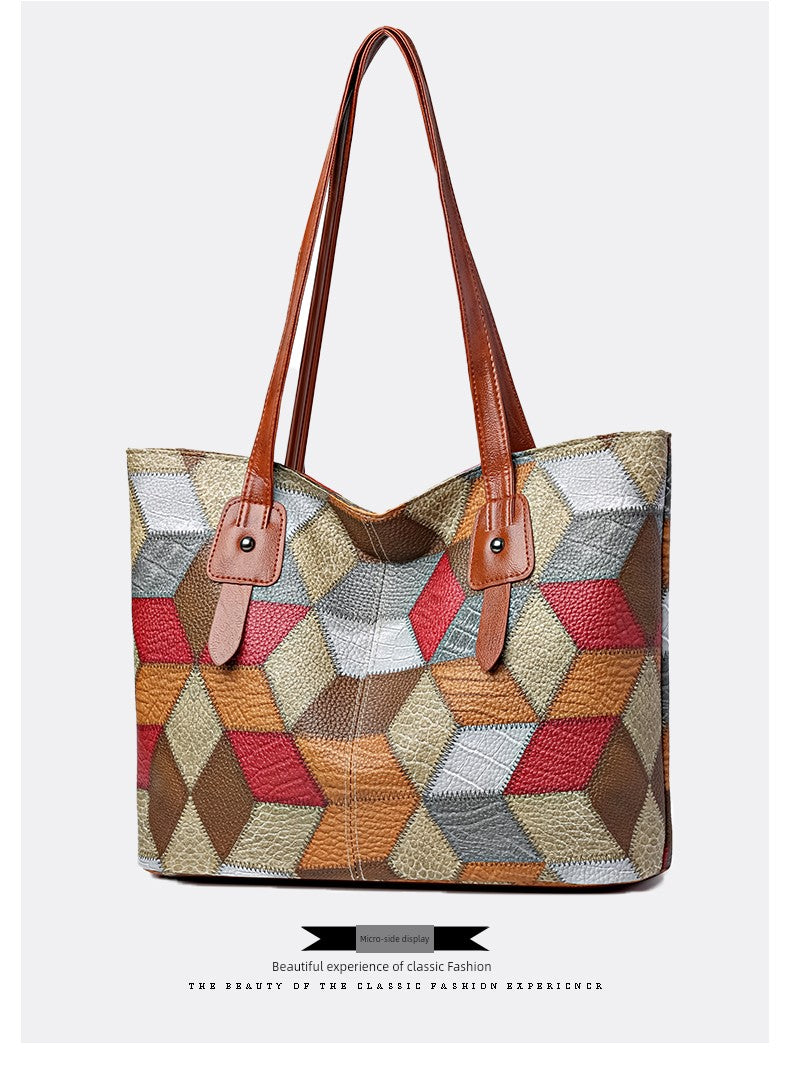 Maxy New Arrival Fashion Middle-Aged Soft Leather Print Big Bag