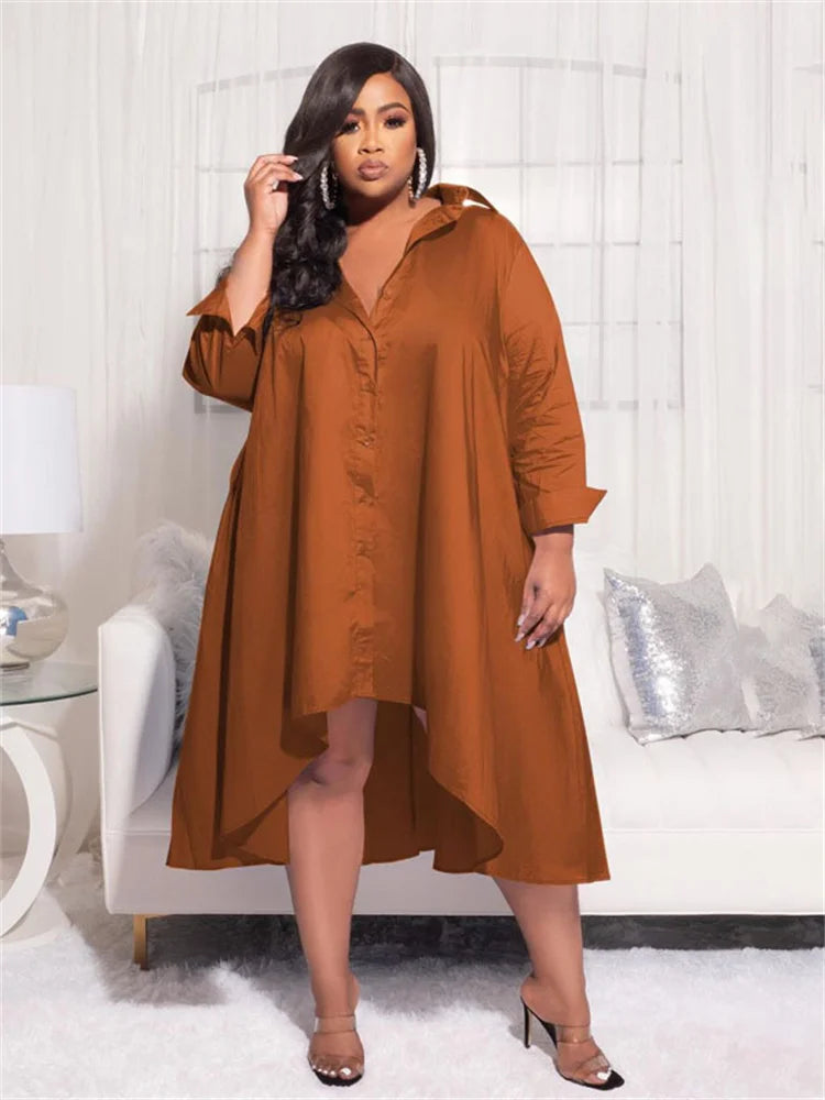 Maxy Plus Size Shirt Dresses Women Clothing Casual Loose dress