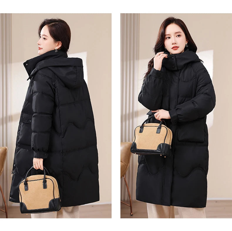 Maxy XL-8XL Oversized Outerwear Women Winter Long Parkas Hooded Casual Loose Thick Warm Lady Jackets Plus Size Women Clothing