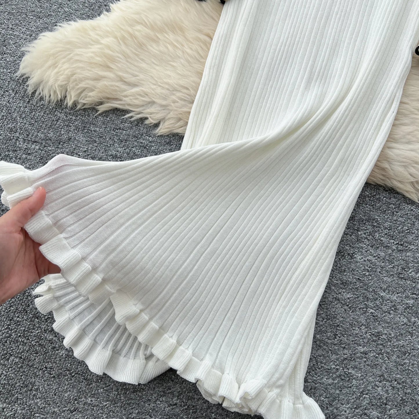 Macy French Vintage Knitted Dress Women Lapel Long Sleeved Slim Bodycon Dresses Ladies Slim Elegant Spring Autumn Long Robe Vestidos