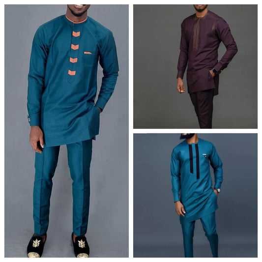Maxy New 2Pc Luxury African Traditional Men's Clothing Elegant Full Suits Male Pant Sets To Dress Native Outfit Ethnic Dashiki Kaftan