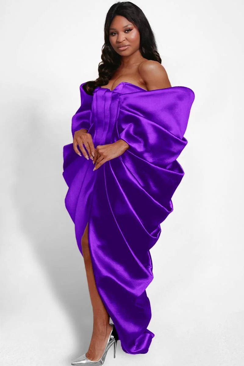 Macy Fashion Evening Gowns African Women Plus Size Prom Dresses Sexy Off the Shoulder Front Split Formal Party Dress Robe 2024