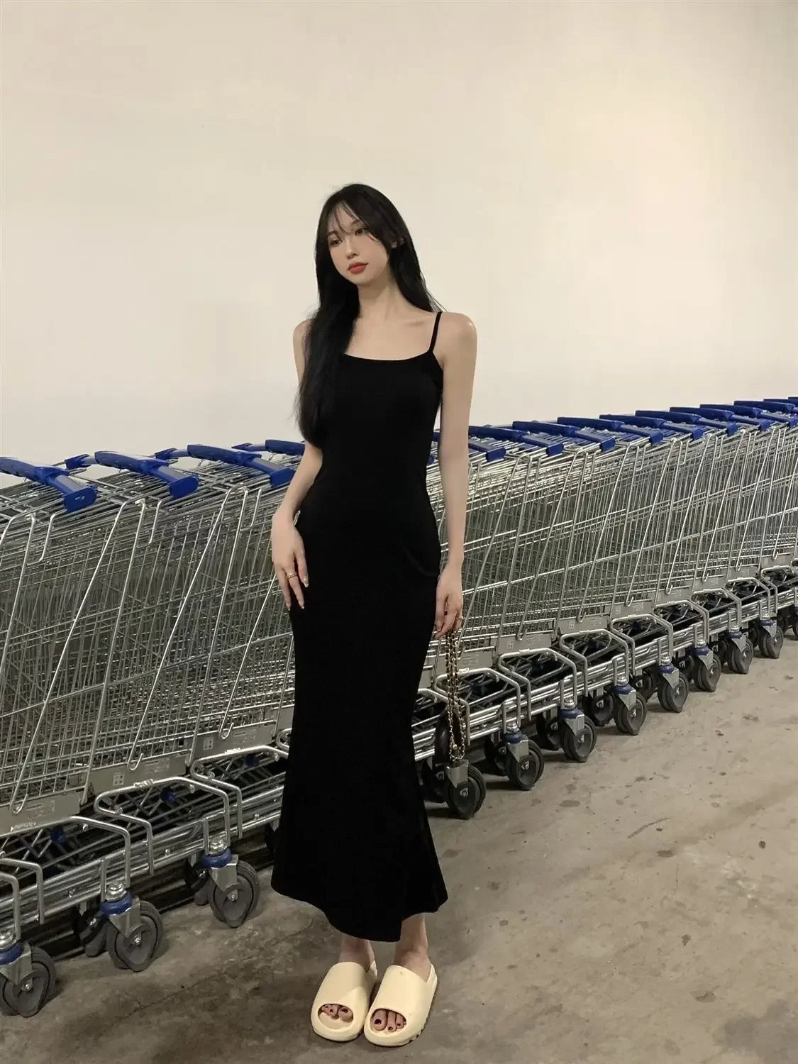 Maxy Sleeveless Dresses Women Hot sweet Hip-covering Sexy Girls All-match Solid Korean Fashion Backless Ins Vestidos Harajuku