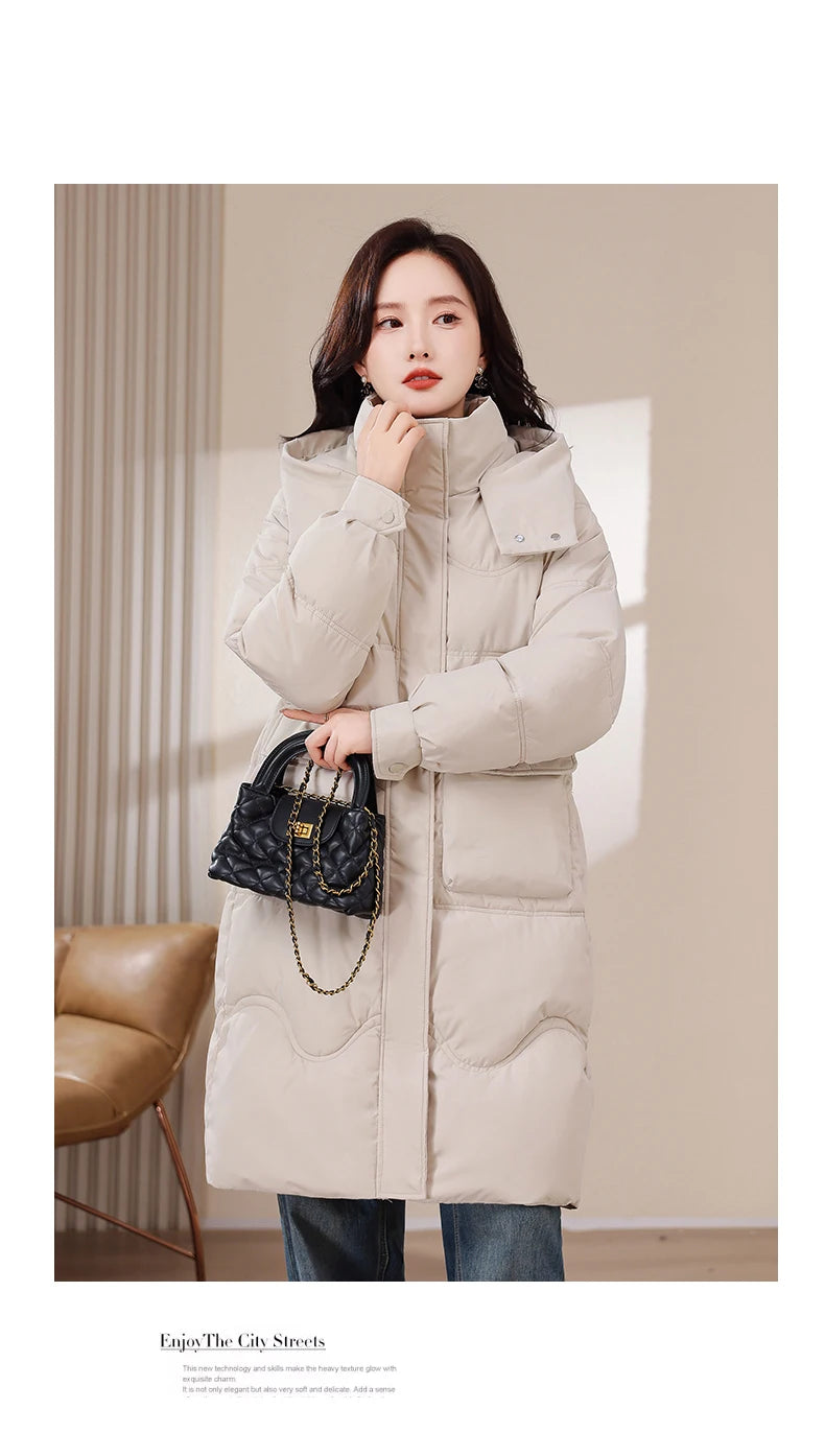 Maxy XL-8XL Oversized Outerwear Women Winter Long Parkas Hooded Casual Loose Thick Warm Lady Jackets Plus Size Women Clothing