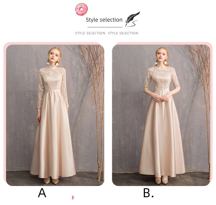 Maxy Bridesmaid Babs Dress Women 2024 New High Sense Niche Banquet Student Choir Performance Sisters Skirt Long Evening dress