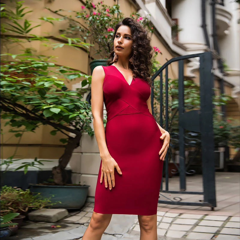 Sexy Plunge V Orange Vintage Elegant Bandage Dress 2023 Women Summer Party Tight Party Dress Bodycon Ladies White Vestido