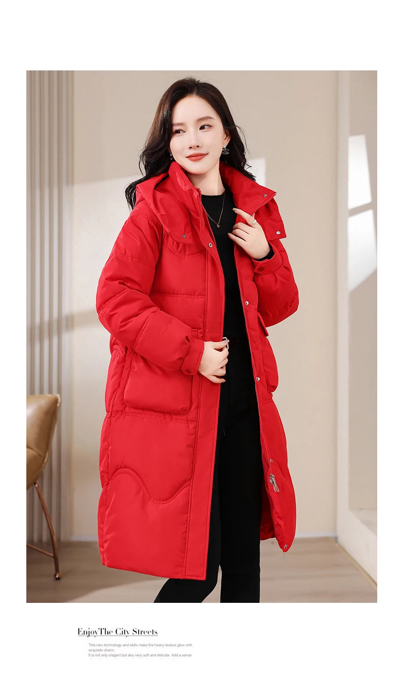 Maxy XL-8XL Oversized Outerwear Women Winter Long Parkas Hooded Casual Loose Thick Warm Lady Jackets Plus Size Women Clothing