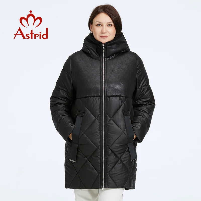 Gacy Women's Winter Jacket 2023 Plus Size Women Parka Long Bio Down Jackets Stitching Design Thick Fleece Hooded Quilted Coat