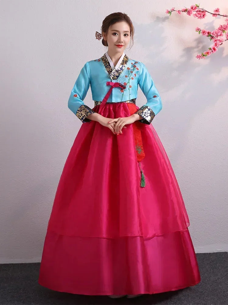 Babs Korean Minority Palace Performance Court Clothes Flower New Year Wedding Party Dance Dress