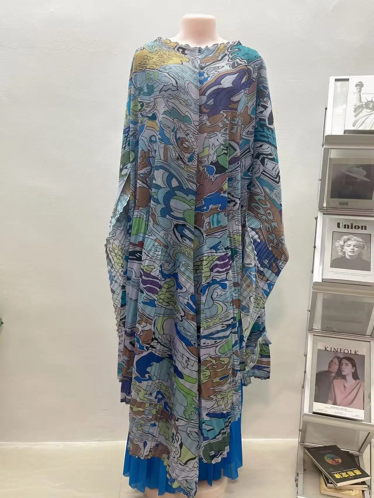 Maxy African Miyake pleated printed suit top + wide-leg straight pants two-piece fashion women's clothing summer new
