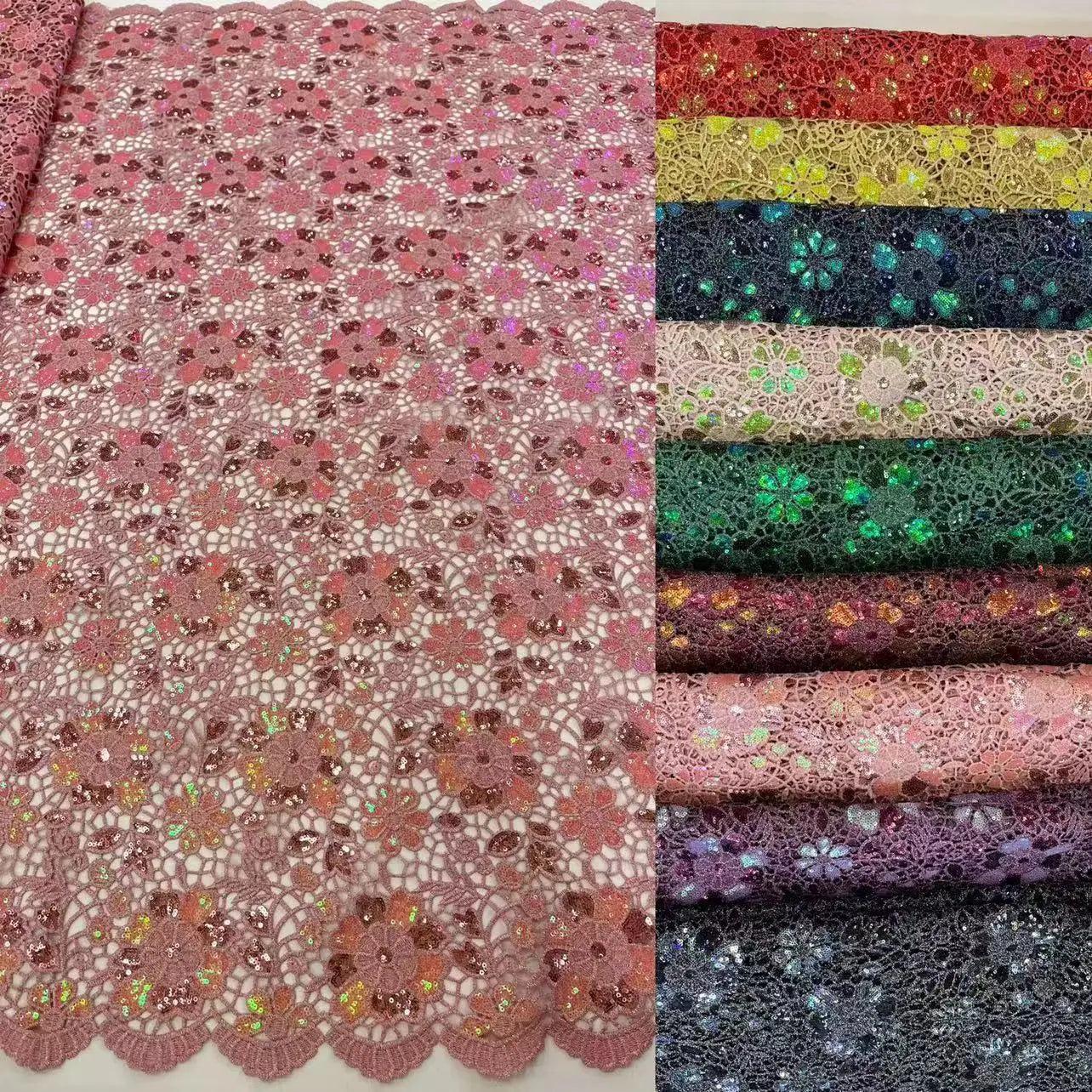 Maxy Latest Nigerian African Guipure Dress Embroidery Lace Fabrics Senegal Wedding Party Sequins High Quality Cord Lace Fabric