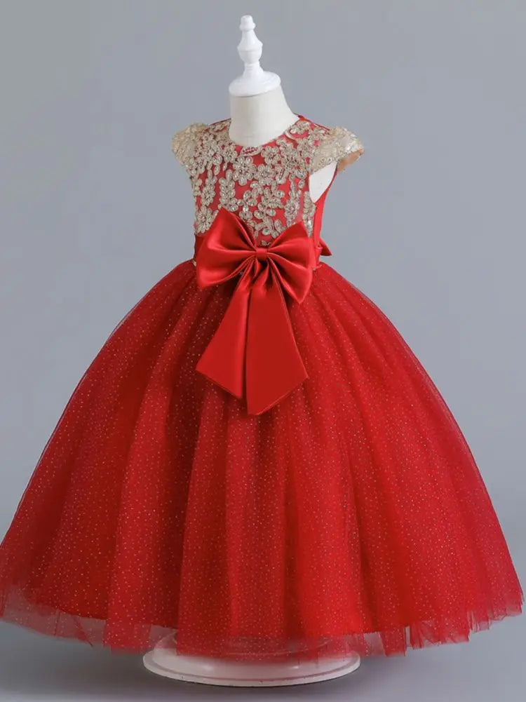 Maxy Girls' Wedding Dress Pompadour Princess Children's Christmas Evening Dresses