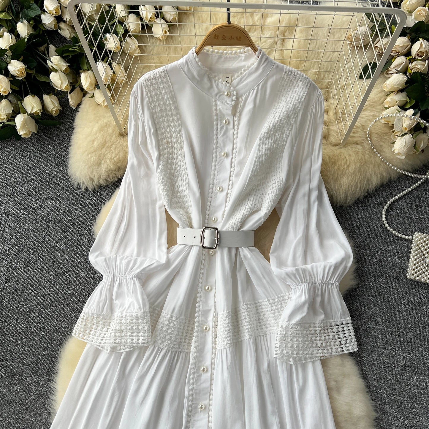 Maxy Elegant summer Flare Sleeve Single Breasted lace PATCHWORK Dress A-line Vacation Party Women dresses