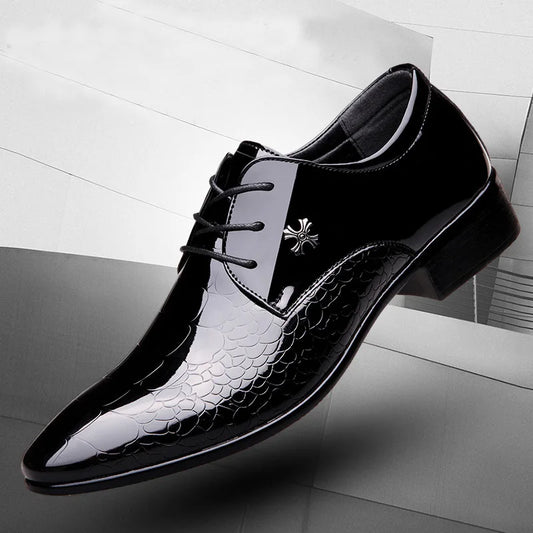 Visco Newest oxford shoes for men luxury patent leather wedding shoes pointed toe dress shoes classic derbies plus size 38-48