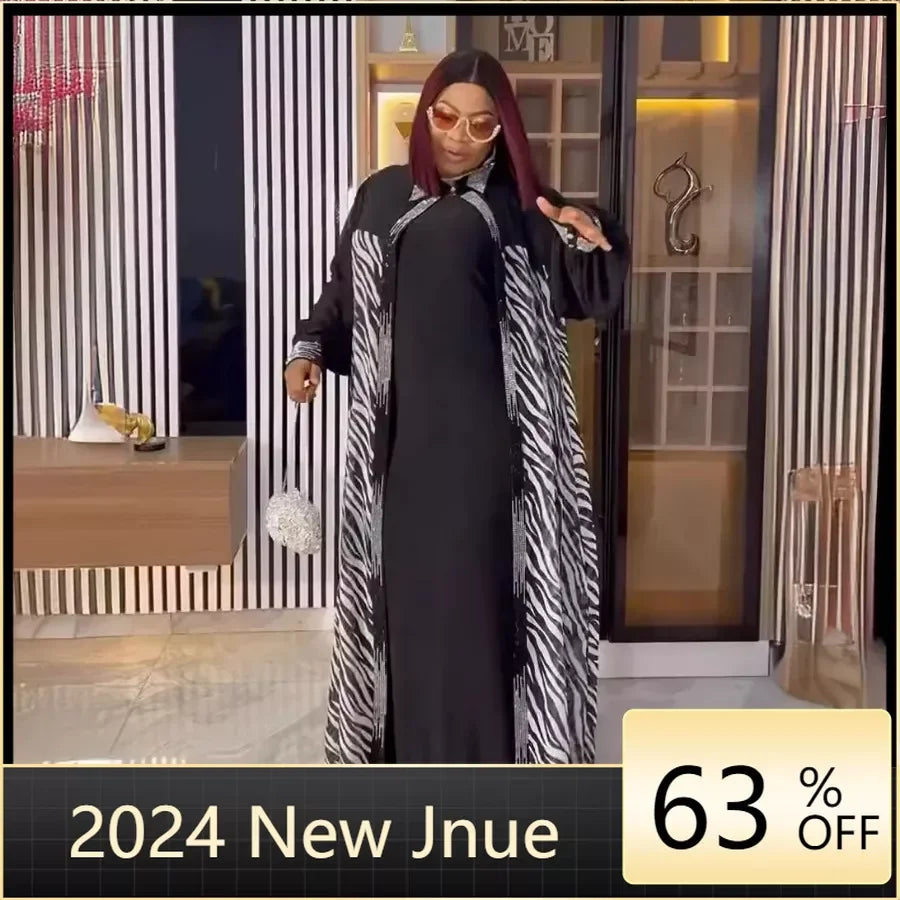 Babs Elegant African Dresses for Women 2 PCS Set Gown Muslim Summer Fashion Wedding Evening Party Dress Africa Clothes