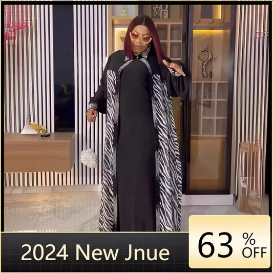 Babs Elegant African Dresses for Women 2 PCS Set Gown Muslim Summer Fashion Wedding Evening Party Dress Africa Clothes