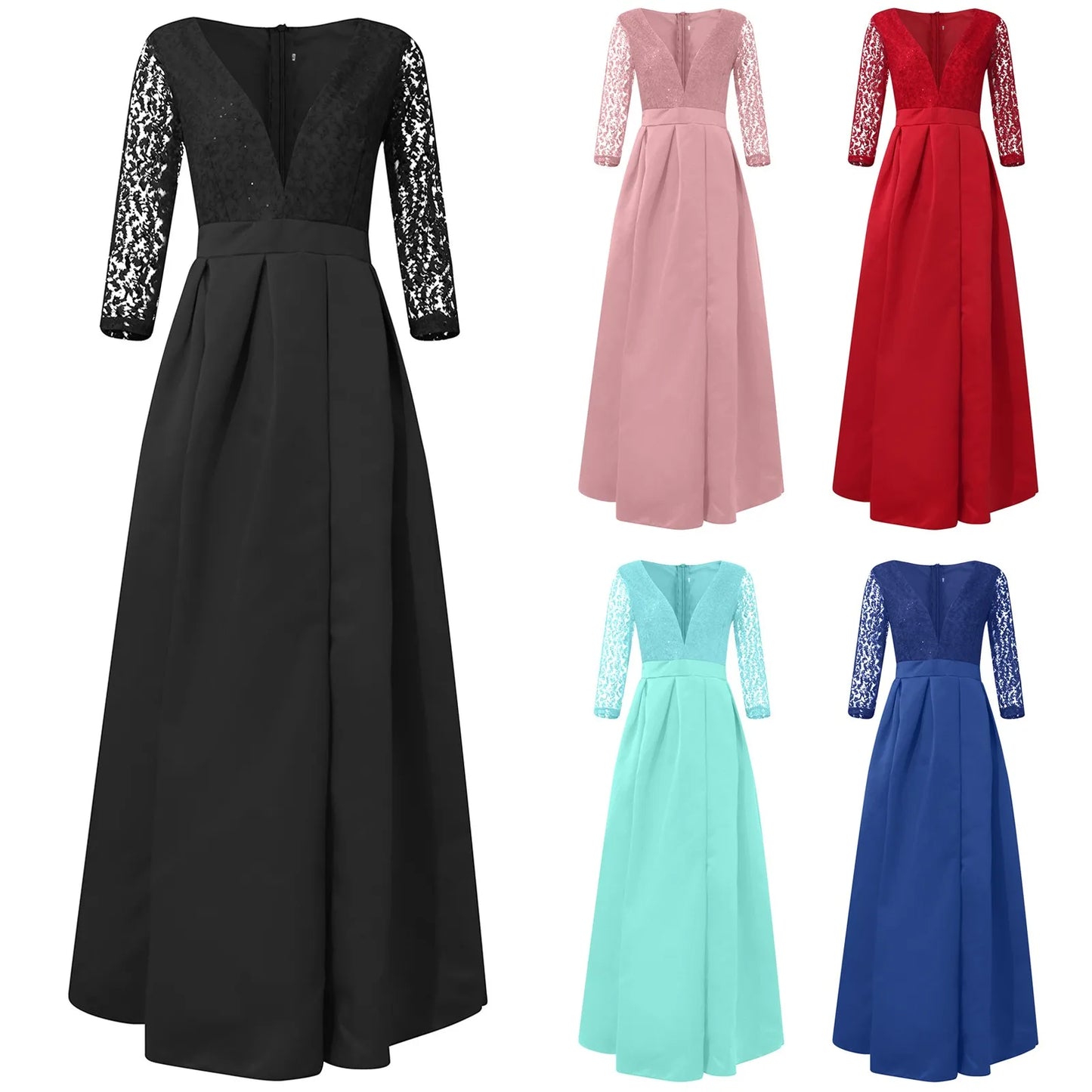 Maxy Women's Elegant Evening Dresses Women's Fashionable Long Dresses Trailing Evening Dresses Solid Color Floor-Length Dresses