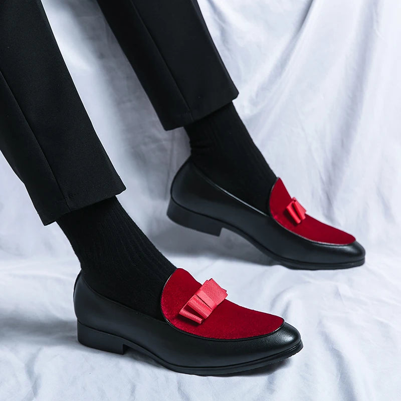 Visco Good Quality British Style Shoes Men Casual Leather Business Shoes Men's Dress Shoes Bow Tie Formal Leather Large Size 48
