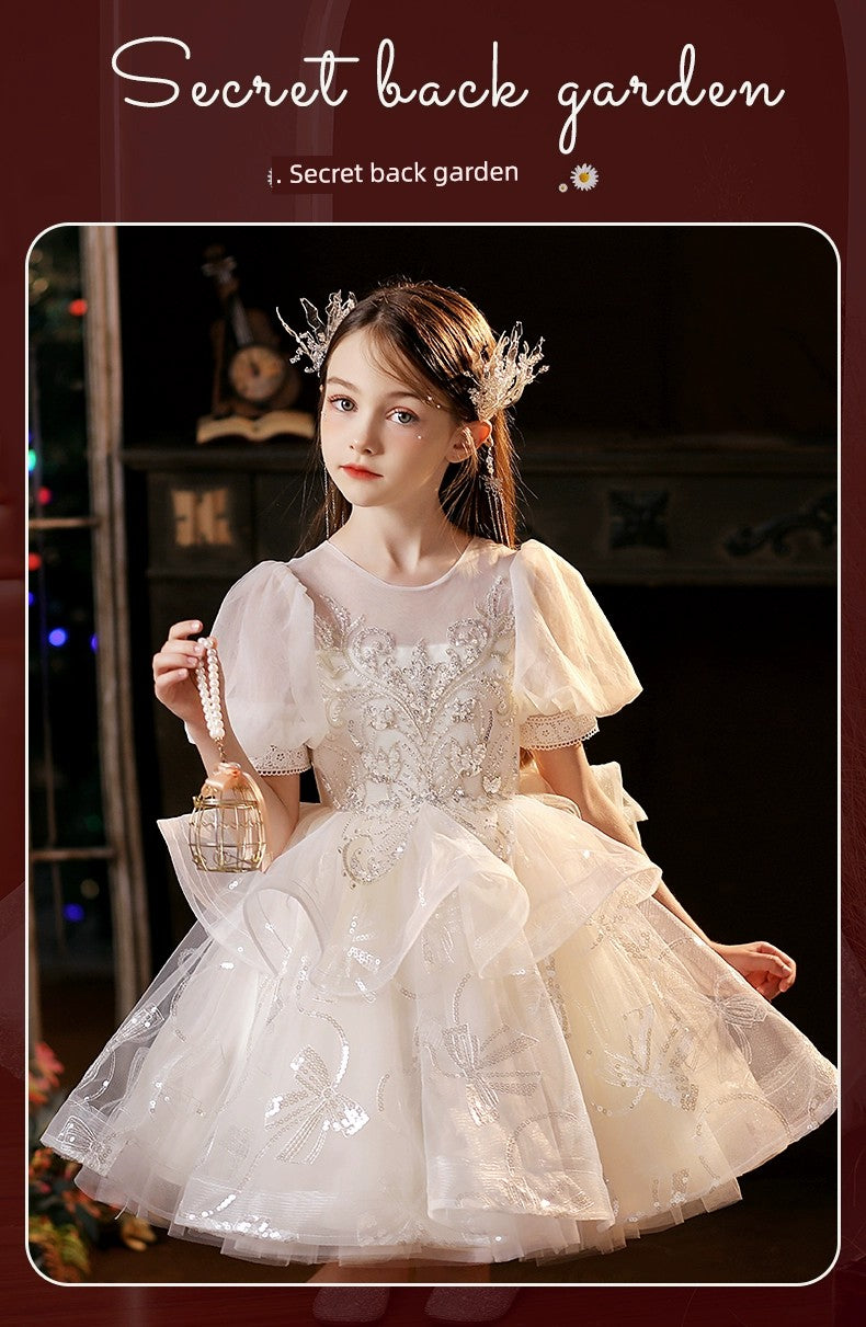 MaxybDresses of Bride Fellow Kids Women's 2024 Autumn New Classy Princess Dress Birthday Piano Catwalk Show Little Host Children's Performance