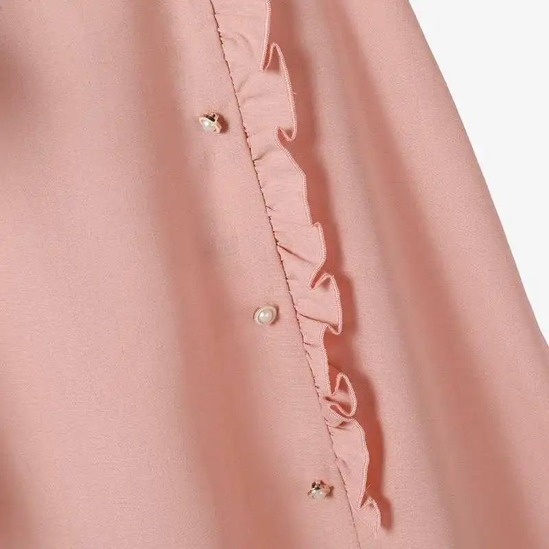 Maxy ZANZEA Vintage 2PCS Ruffled Dress Sets Women Buttons Outfits Summer Short Sleeve Tops Suit Casual Office Long Skirt Sets