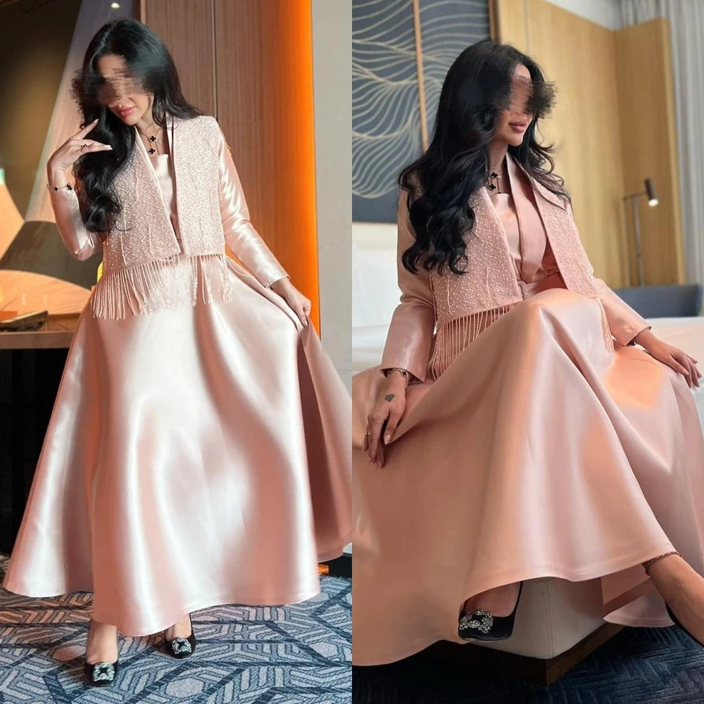 Maxy Customized Modern Style Formal Evening Square Collar Ball Gown Tassels Bespoke Occasion Evening Dresses