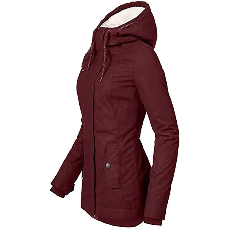 Babs 2024 New Winter Women Warm Parkas Hooded Thick Plush Coats Female Mid-Long Cotton Jacket Warm Coat Outwear