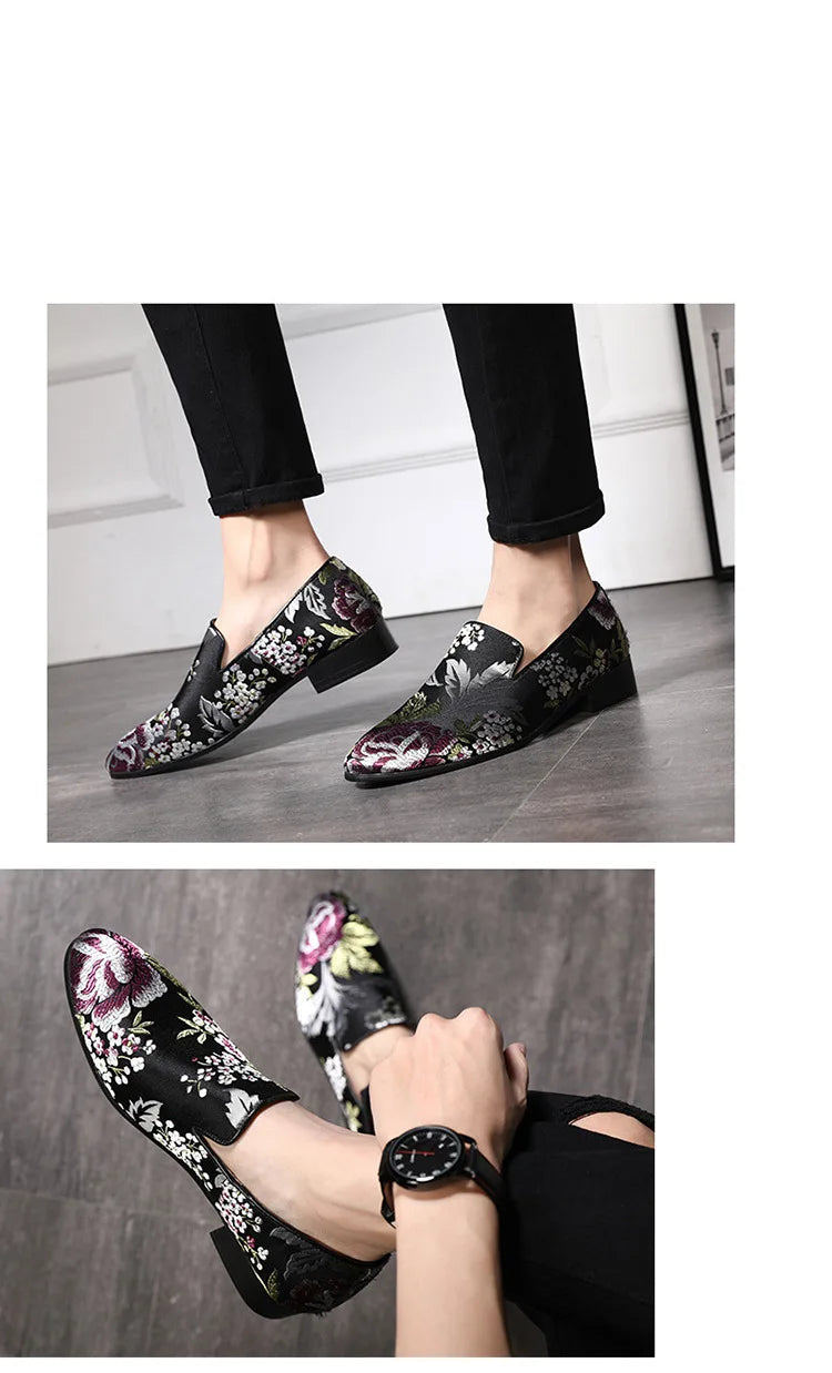 Visco Men's Casual Shoes Men's Comfortable Driving Loafers Light Moccasins Men Retro Embroidery Party Wedding Flats EUR Sizes 38-48