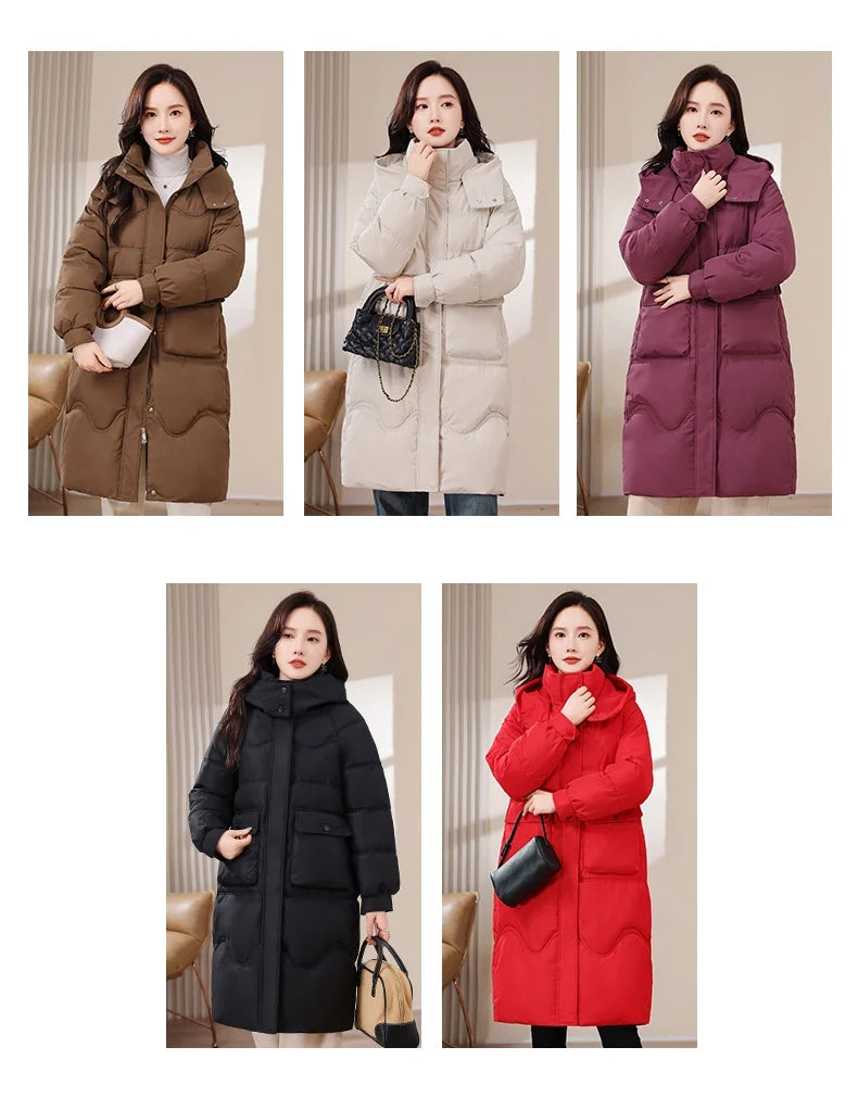 Maxy XL-8XL Oversized Outerwear Women Winter Long Parkas Hooded Casual Loose Thick Warm Lady Jackets Plus Size Women Clothing