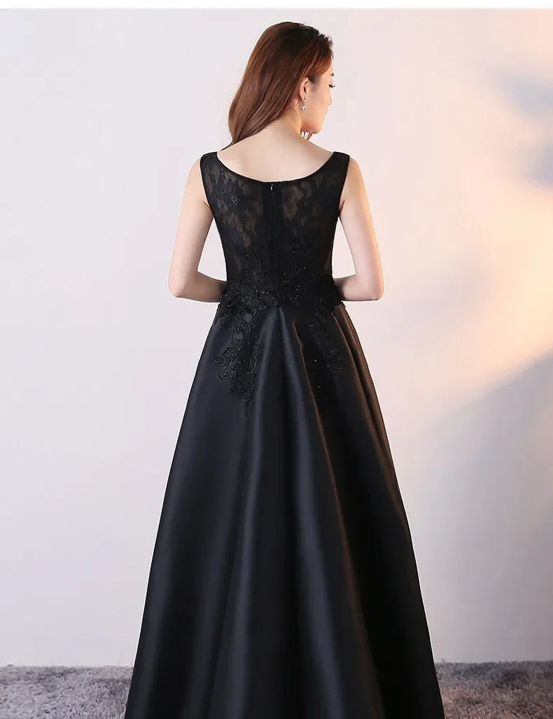 Maxy Evening Dress for Women New Style Simple, Elegant and Elegant Black Long Style Banquet Elegant Host Socialite Dress
