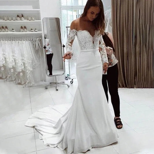 Maxy Fashion female French wedding dress sexy elegant lace evening dresses