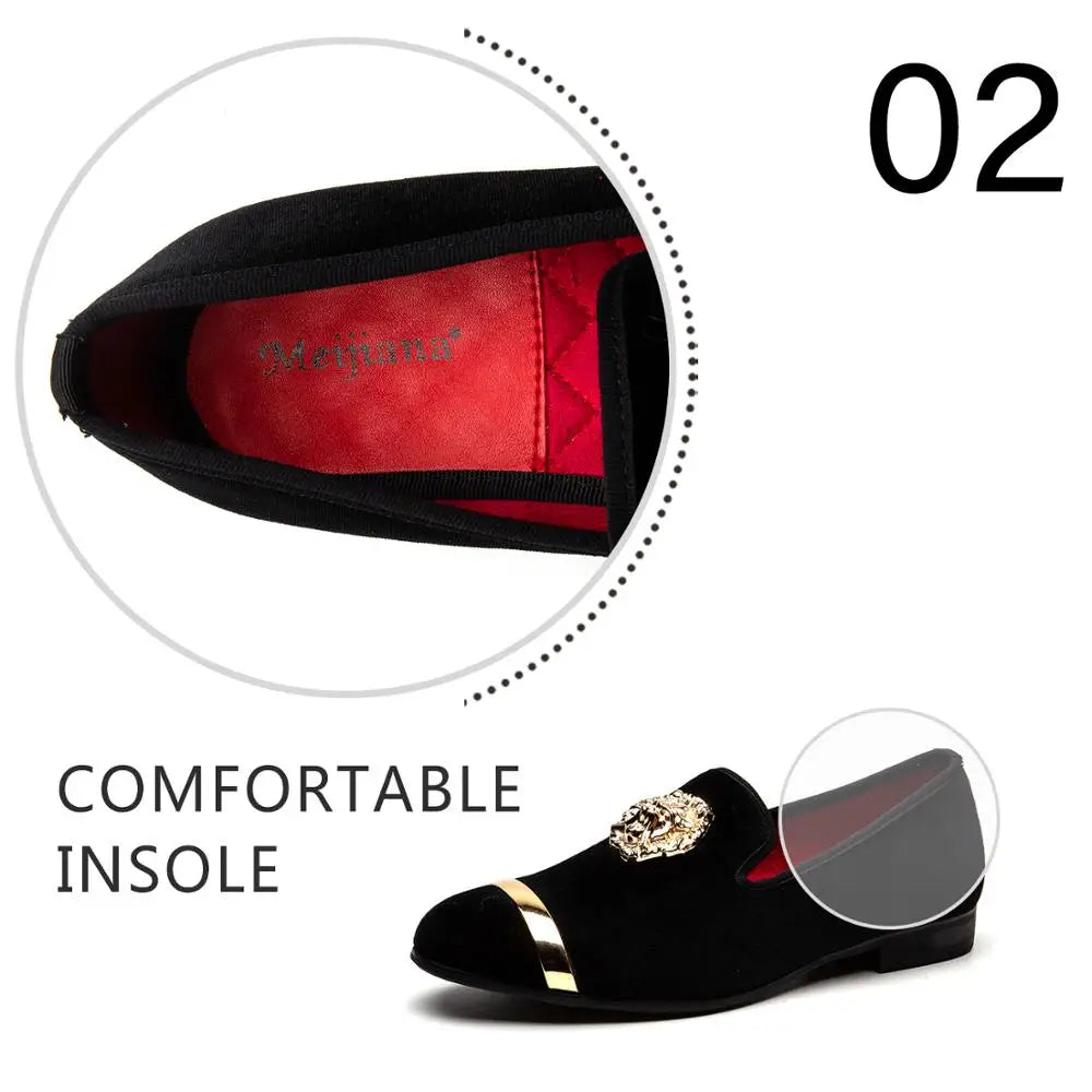 Visco Men Dress Shoes Wedding Party Shoes Loafers Fashion Tiger Gold Metal Men Flats Factory Big Size 38-47