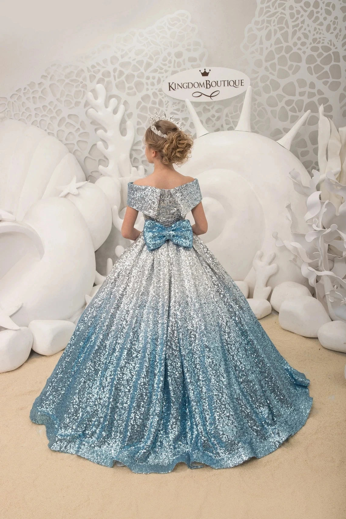 Babs Formal Kids Evening Dresses for Girls Birthday Party Elegant Sequins Dress Up Fluffy Long Luxury Pageant Prom Ball Gown Bow