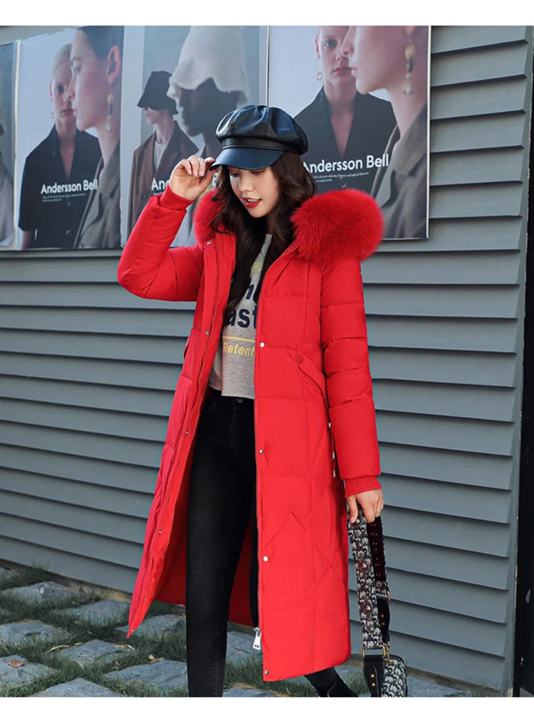 New Korean Gracy Down Cotton Coat Women Long Winter Puffer Parkas Thicken Warm Hooded Cotton-Padded Jacket Coat Zipper Overcoat