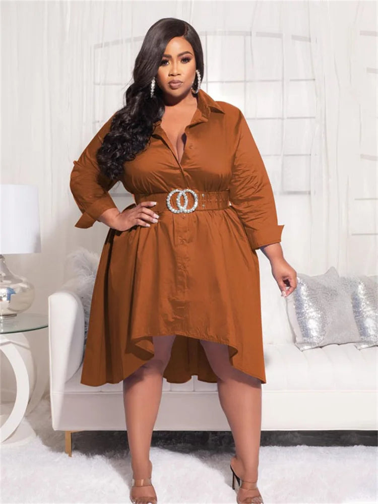 Maxy Plus Size Shirt Dresses Women Clothing Casual Loose dress