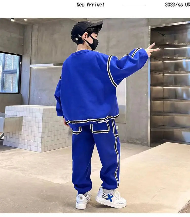 Maxy Fashion 2024 Kids Boys Clothes Sets Autumn Long Sleeve Sweatshirt + Pants 2PCS Boy Children Clothing Suits Teenage 6 8 10 12 Year