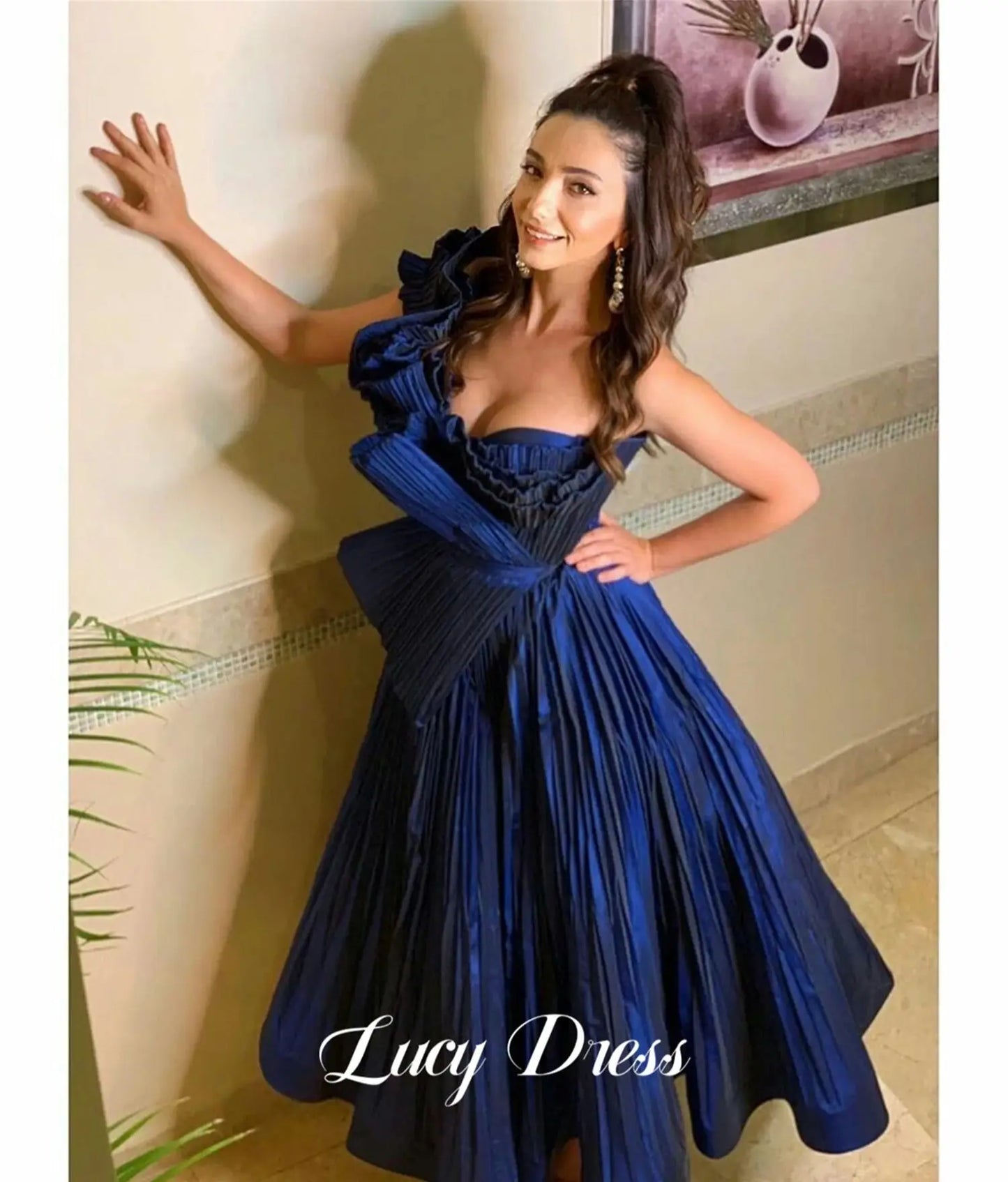 Babs Cocktail Dress Blue Ball Gown Folds Line A Formal Elegant Party Women 2024 Evening Dresses Ladies Luxury Female 2024 New