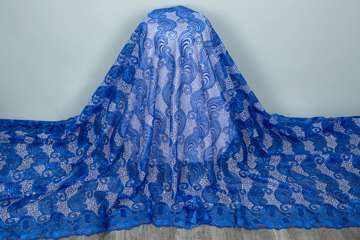 Macy French Mesh Lace Fabric with Rhinestones High Quality African Stones Lace Fabric Nigerian Lace for Women Party Dresses
