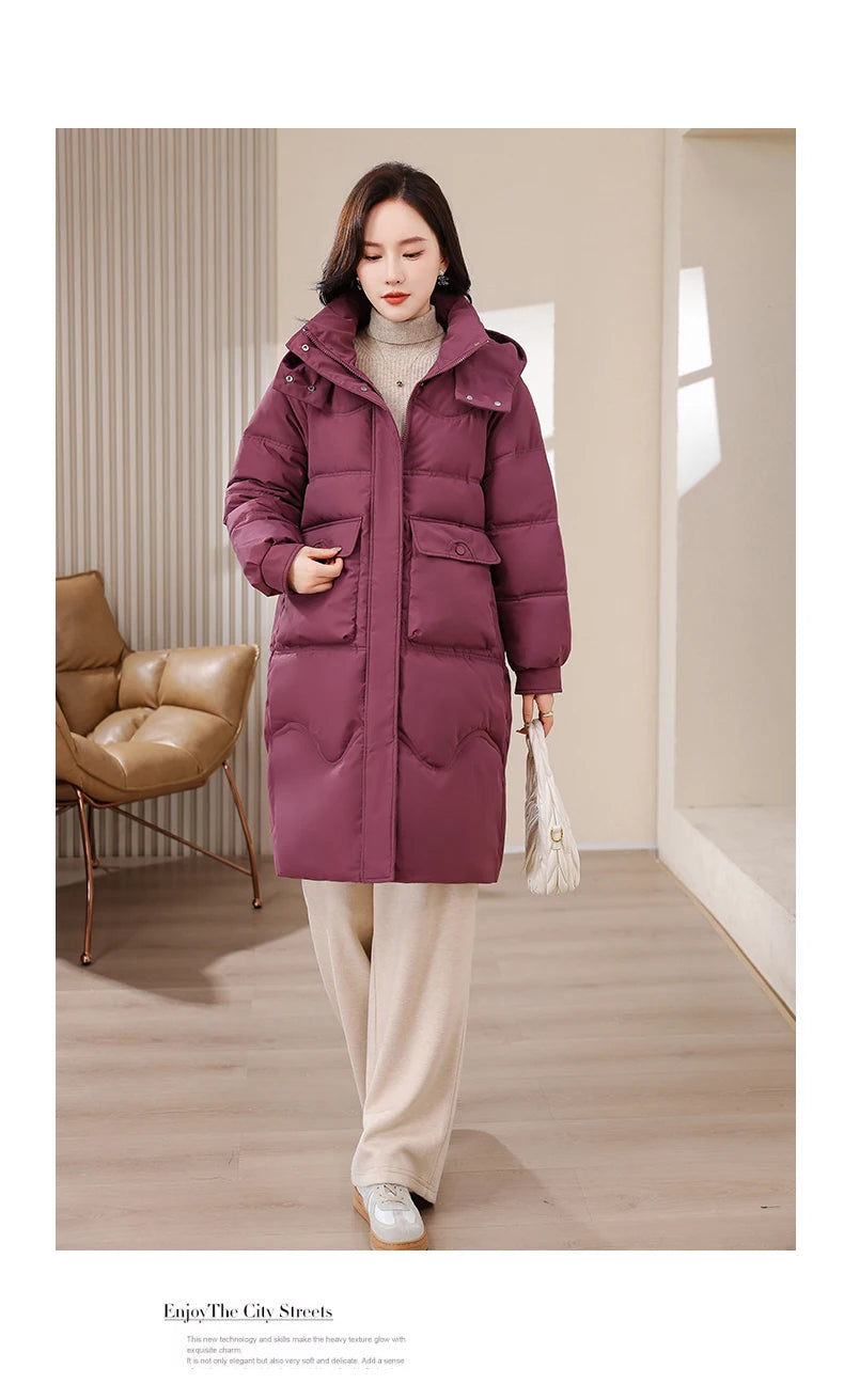 Maxy XL-8XL Oversized Outerwear Women Winter Long Parkas Hooded Casual Loose Thick Warm Lady Jackets Plus Size Women Clothing