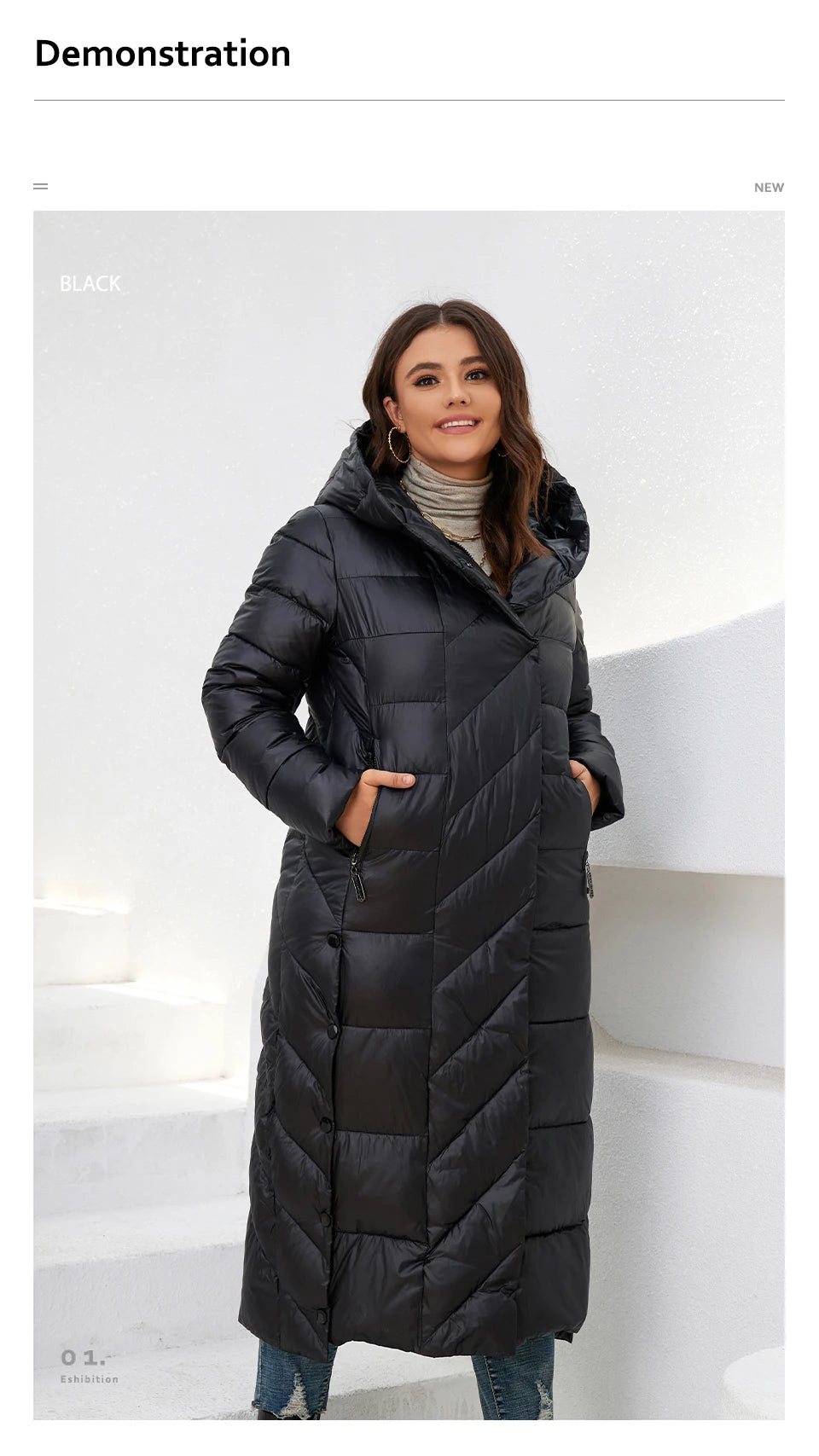 Macy New Winter Women's Jackets Plus Size Mid-length Thick Hood Warm Zipper Belt Classic Casual Women Coat Parkas