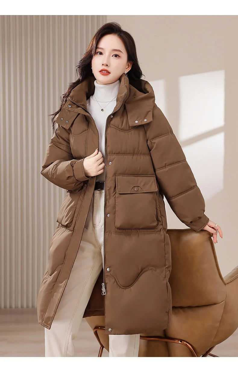 Maxy XL-8XL Oversized Outerwear Women Winter Long Parkas Hooded Casual Loose Thick Warm Lady Jackets Plus Size Women Clothing