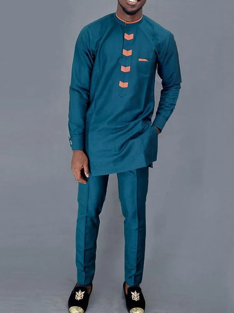 Maxy New 2Pc Luxury African Traditional Men's Clothing Elegant Full Suits Male Pant Sets To Dress Native Outfit Ethnic