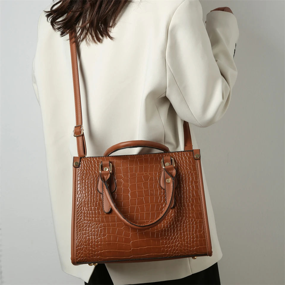Maxy Luxury Crocodile Pattern Handbag Women Large Tote Shoulder Bags Designer Fashion Alligator Leather Crossbody Bag Ladies Handbags