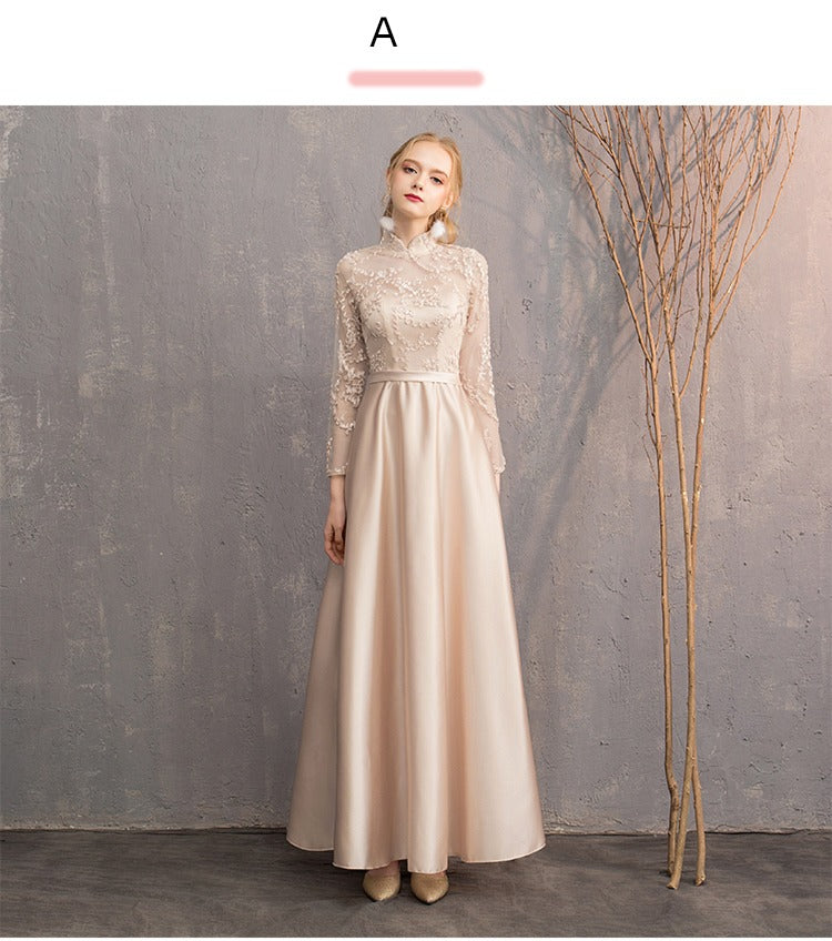 Maxy Bridesmaid Babs Dress Women 2024 New High Sense Niche Banquet Student Choir Performance Sisters Skirt Long Evening dress