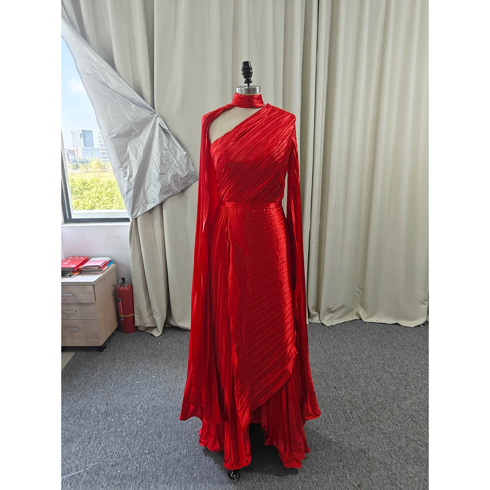 Babs Merida Halter Flare Sleeves Arabia Prom Dresses Pleat  A-Line Bow Floor-Length Formal Occasion Graduation Dresses High quality