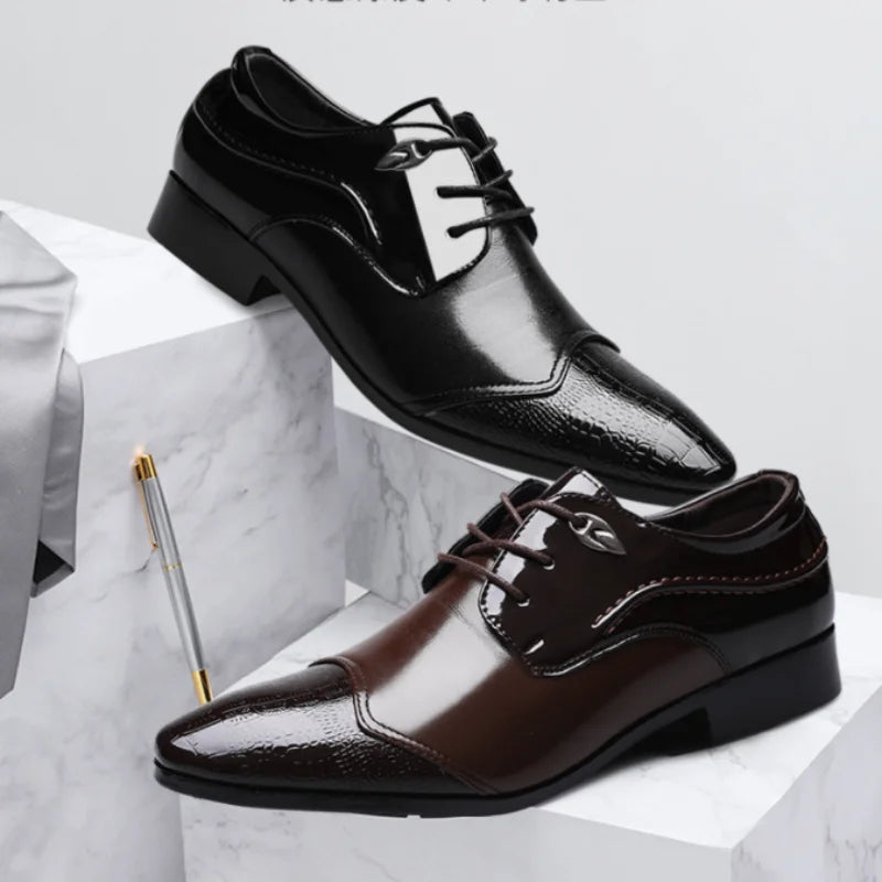 Visco Newest Oxford Shoe Men Luxury Patent Leather Wedding Shoe Pointed Dress Shoe Classic Derbies Plus Size48 Zapatos Hombre