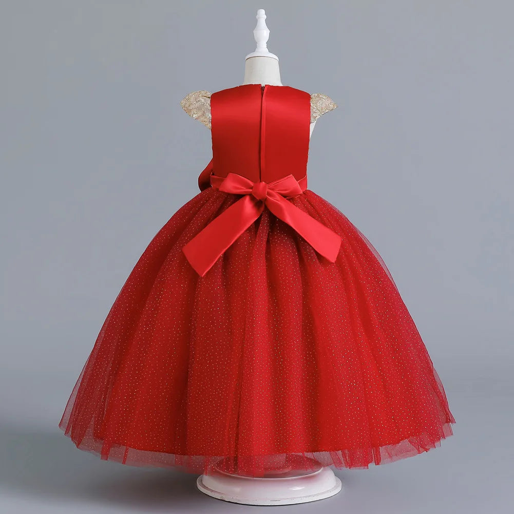 Maxy Girls' Wedding Dress Pompadour Princess Children's Christmas Evening Dresses