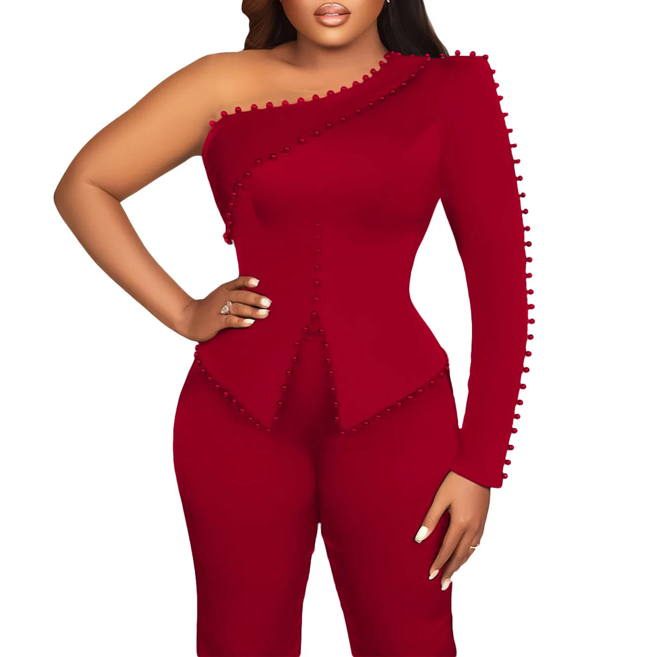 Macy Wear For Women 2 Piece Sets Beaded Top And Straight Pants Suit Two-piece Party Lady Matching Sets Africa Clothes Outfits