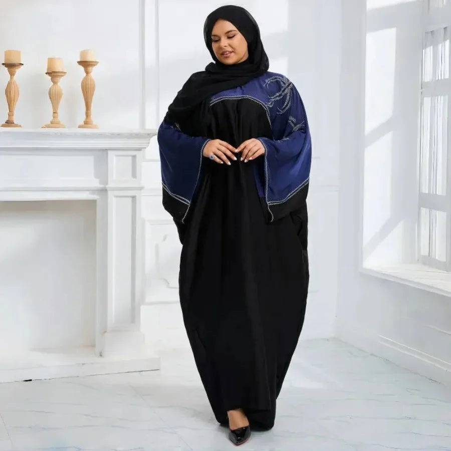 Maxy Loose Patchwork Diamonds Rhinestone Robes Abaya With scarf Stylish African Long Dress Dubai Turkey Luxury Elegant Muslim Kaftan