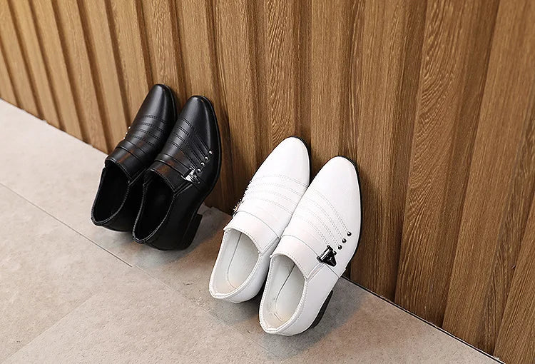 Visco Boys Black Leather Shoes British Style Boys White Children's Shoes  Children's Performance Shoes Boys Leather Shoes Casual Shoes